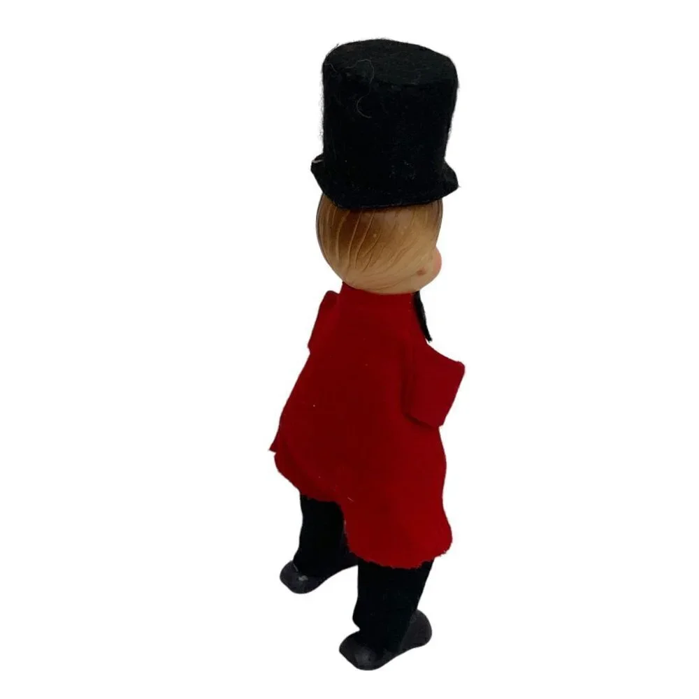 Vintage Christmas Figurine Christmas Caroler Musician Felt w/ Plastic Head  7.5